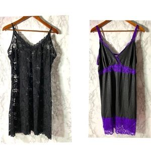 Set of 2 Delta Burke X2 Nighties Lace/Shimmery